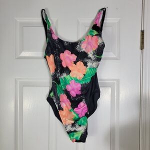 VTG 80s Mainstream Swimsuit One Piece Romper Shorts Union Made USA Sz 13